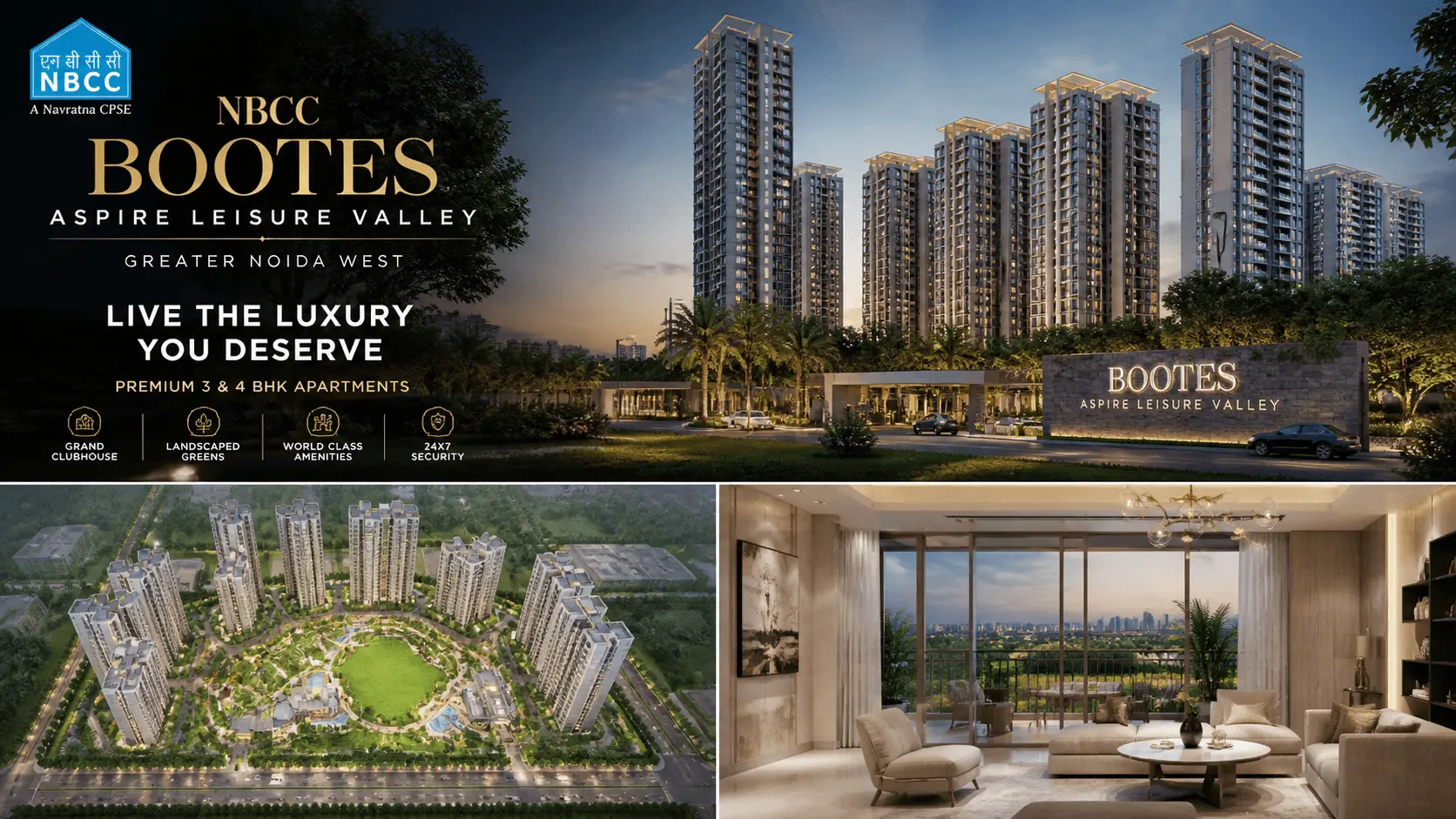 NBCC Bootes Aspire Leisure Valley Greater Noida West | Luxury 3 & 4 BHK Apartments